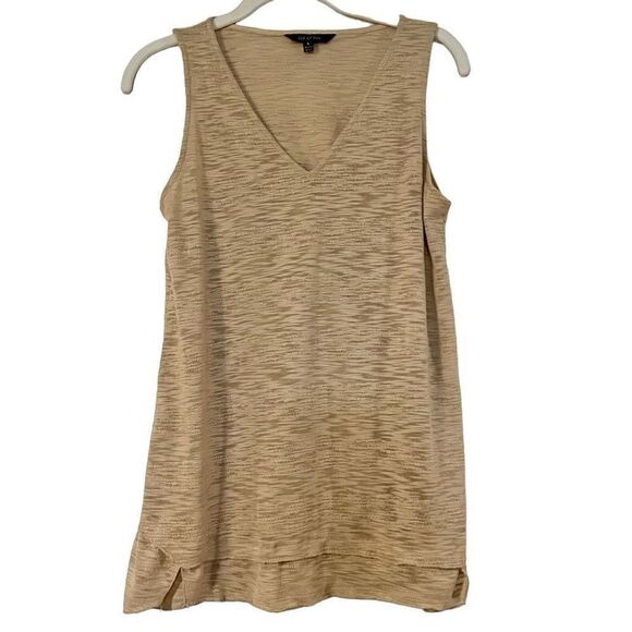 Yak & Yeti Tan Patchwork V-neck Tank Top Small - Picture 1 of 8